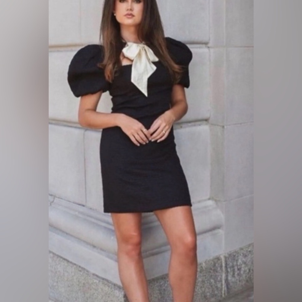 Antonio Melani x Courtney Grow Savile short puff sleeve‎ bow tie dress Women 8